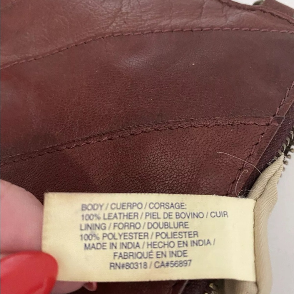 SOLD! EUC Lucky Brand Rayla Burgandy Brown Chevron Leather Wristlet Clutch - Picture 11 of 14
